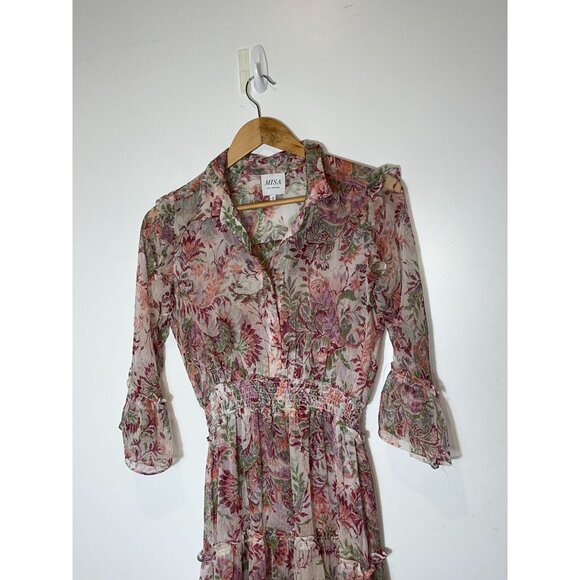 MISA LOS ANGELES Pamelina Chiffon Tiered Maxi Dress Paisley Shopbop S Small Wome - Picture 4 of 11